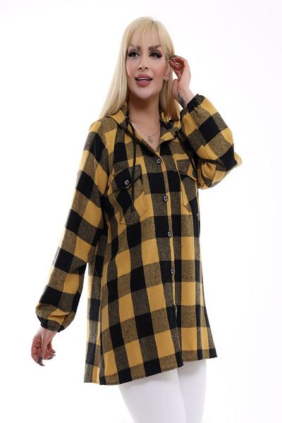 xlargebutik PLUS SIZE CLOTHING WINTER YELLOW BLACK SHIRT