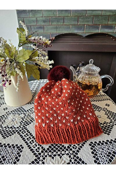 Baykuşca Knitted Wool Beanie, Winter Beanie, Scandinavian, Norwegian, Wool Beanie