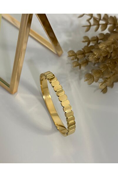 ÇELİK GOLD KARE KELEPÇE BİLEKLİK