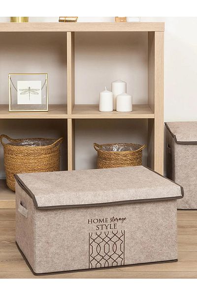 Emir-AYDIN 3 PCS Multi-Purpose Mega Box Storage with Felt Lid 57x41x31 Cm