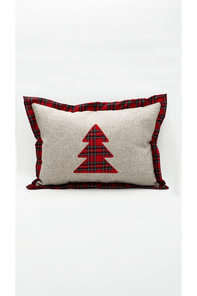 KIRMIZI KONSEPT Kırmızı Çam Ağacı Ekose Aplikeli Yılbaşı Konsepti Dikdörtgen ...