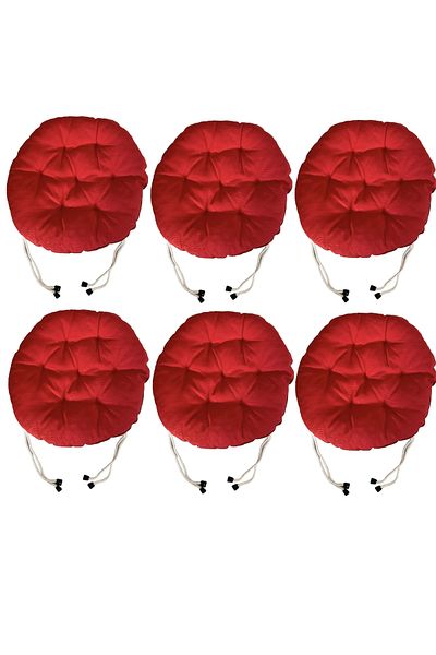 SIFIR312 6 PCS 40X40 Cm Round Stool Cushion - Chair Cushion - Pouf Cushion
