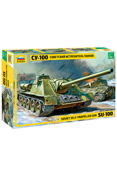 Zvezda 1/35 Russian SU-100 Howitzer Plastik Tank Maket Kiti, Demonte Hobi Seti