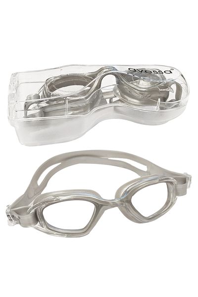 AVESSA GS-7 2-Piece Adult Unisex Pool Set Antifog Swimmer Sea Goggles Pool Goggles Gray + Silicone Cap