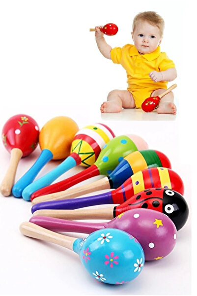 TeknoZar Renkli Ahşap Marakas Çocuk Bebek Çıngırak Müzik Eğitim