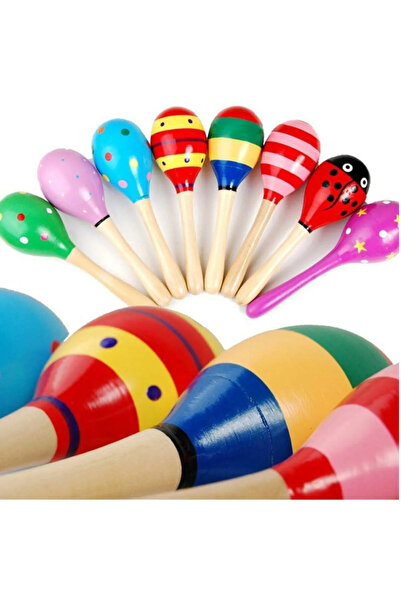 TeknoZar 4lü Renkli Ahşap Marakas Çocuk Bebek Çıngırak Müzik Eğitim