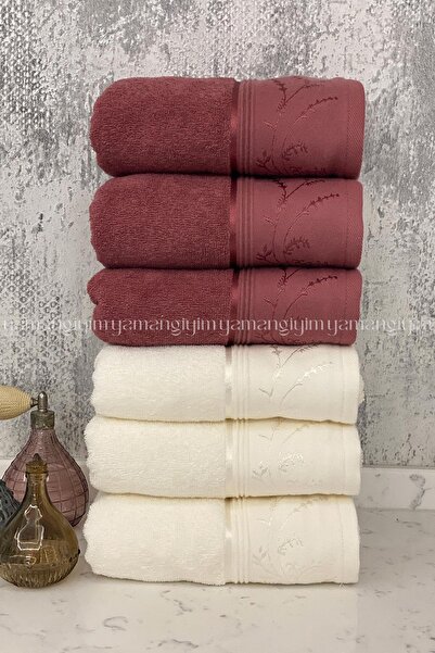 Özdilek Ditsy Рушник для обличчя 6 штук - кремовий - сливовий