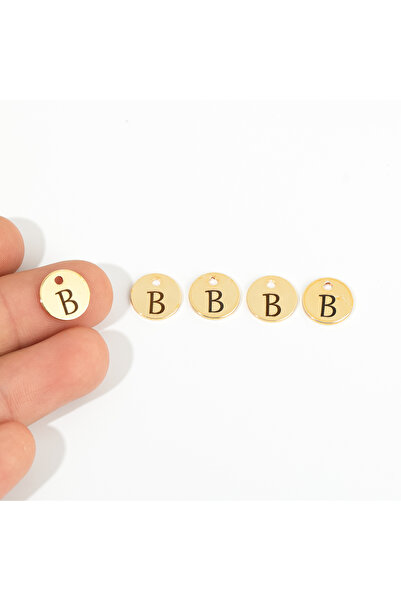 yfhobi 1 Adet- 10 mm, B Harfi Lazer Kazıma Pirinç Metal Pul, Altın Kaplama Me...