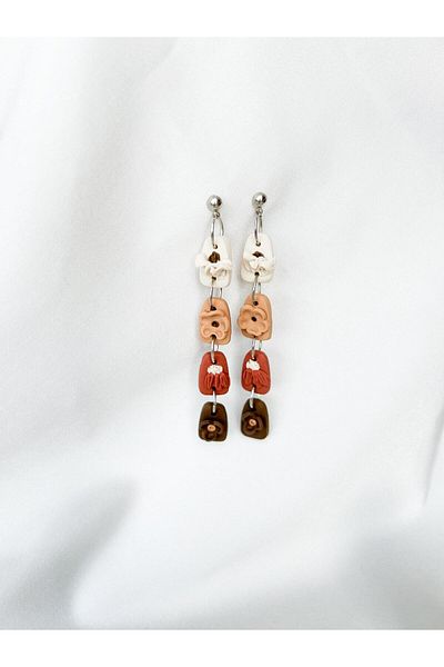 TREND Brown Autumn Winter Earrings with 4 Different Flowers