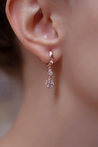 MySilvers Sallantılı Yonca Halka Küpe Kadın Rose