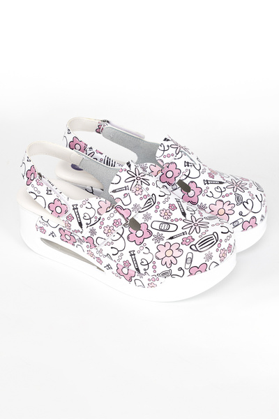 TERLİKSABO Çiçekli Medikal Desen Cırtlı Arkadan Bantlı Havalı Taban Terlik