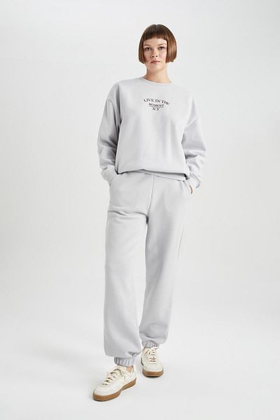 DeFacto Χοντρό Jogger Sweatpants με ελαστική μέση και τσέπες με κορδόνια V2700az23wn