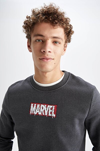 DeFacto Mikina Slim Fit Crew Neck s potiskem pouze s logem Marvel