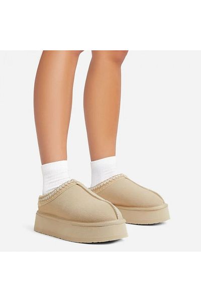 Estyle Fashion Γυναικείες μπότες Ugo Nude Thick Sole Shearling