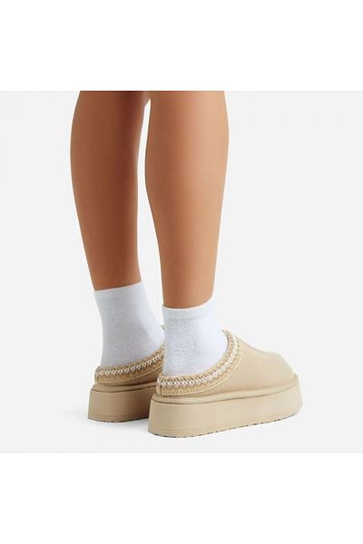Estyle Fashion Γυναικείες μπότες Ugo Nude Thick Sole Shearling