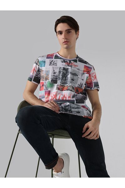 Colin's Men's Short Sleeve T-Shirt - Regular Fit, Printed, Multi Color