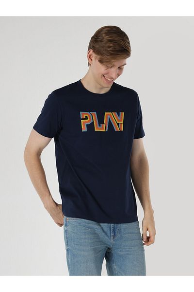 Colin's Navy Blue Regular Fit Crew Neck Men's Short Sleeve T-Shirt