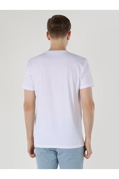 Colin's Tricou cu mânecă scurtă cu imprimeu alb cu gât crew pentru bărbați - Regular Fit