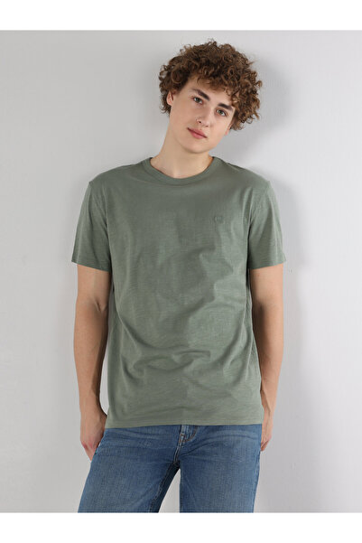 Colin's Regular Fit Crew Neck Basic Green Men's Short Sleeve T-Shirt