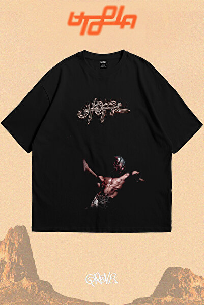 Grove Fashion Tricou oversize unisex cu imprimeu Utopia King Travis Scott
