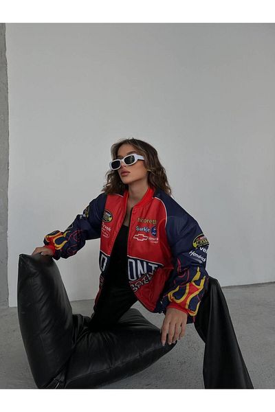 Touz جاكيت منفوخ أحمر مبطن للجنسين من Streetwear