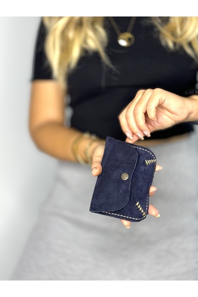 Tuvita Collection Bodrum %100 Gerçek Süet Deri El yapımı Bozuk Para Cüzdanı,k...