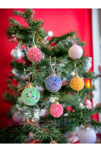 Happyland Christmas Tree Colored Foam 4 Cm 6 Pieces Christmas Ball Ornament Christmas Tree Colored Cici Balls