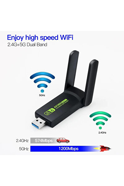 XİRA LOBO Sinyal Güçlendirici Kablosuz Usb Antenli Dongle 1300mbps Wifi Adaptörü Dual Band 2.4g/5ghz
