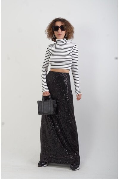 Zelish My Sister Fustă maxi cu paiete negru cu paiete