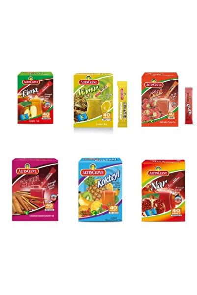 Altıncezve ELMA,IHLAMUR,ÇİLEK,TARÇIN,KOKTEYL,NAR AROMALI İÇECEK TOZU 40 × 1,5...