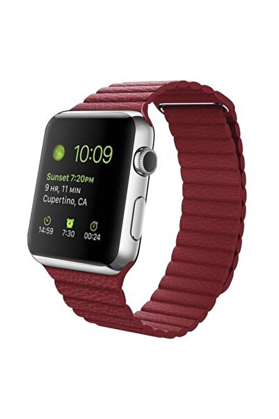 Techmaster Apple Watch 4 5 6 7 8 9 42mm 44mm 45mm Uyumlu Leather Loop Kordon