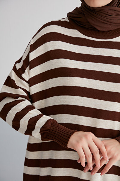 MODAMÜNASİP Wonderful Striped Knitwear Hijab Tunik