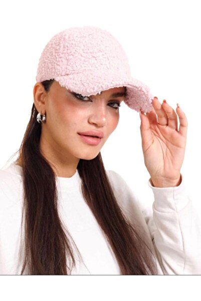 BOUTIQUE AYBULİN TEDDY MODEL KIVIRCIK SOFT PEMBE CAP ŞAPKA