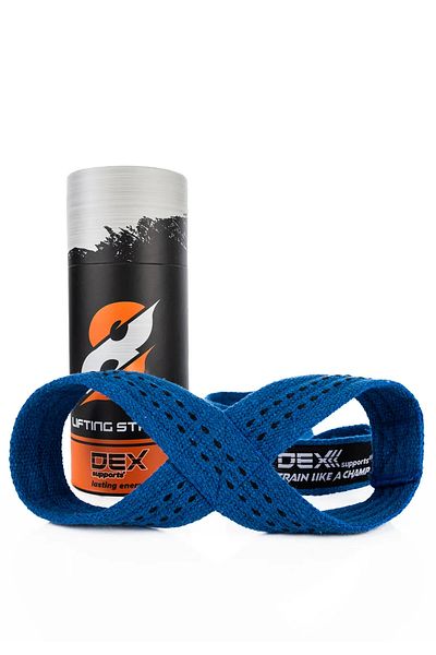 Dex Supports Lasting Energy Weight Lifting Strap Weight Belt Fitness Strap 8 Loop Lifting Straps Pro Blue