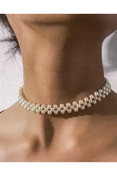Jovela Çapraz inci choker kolye