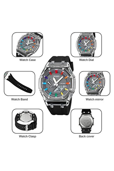 Skmei 2100 Renkli Spor Tasarım Led Kol Saati