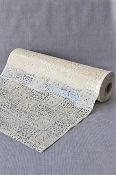 DedeEvTekstil Pvc Transparent Finish Anti-Slip Lace Shelf Cover Inside Cabine...