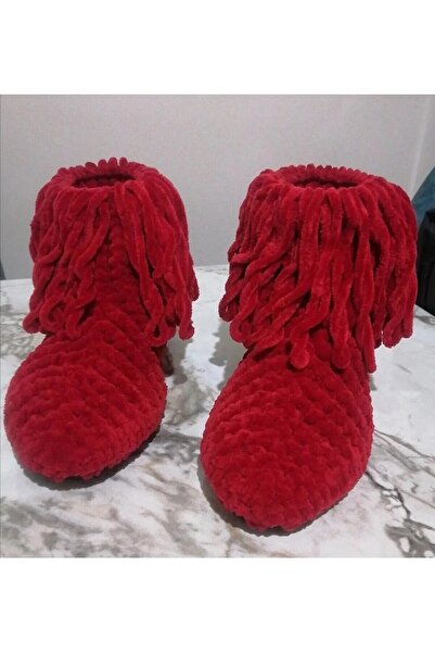 MERUT STYLE HAYATINI RENKLENDİR Ev Botu Panduf Kadife Ip Kırmızı Püsküllü El Örgüsü