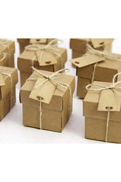 Tasarım Şeker Kare Kapaklı Şeker Kutusu - Kraft Karton - 50 Adet