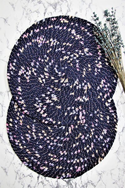 DedeEvTekstil 2'li 35 Cm Hasır Jüt Örgü Supla Sunum Amerikan Servis Iki Renkli