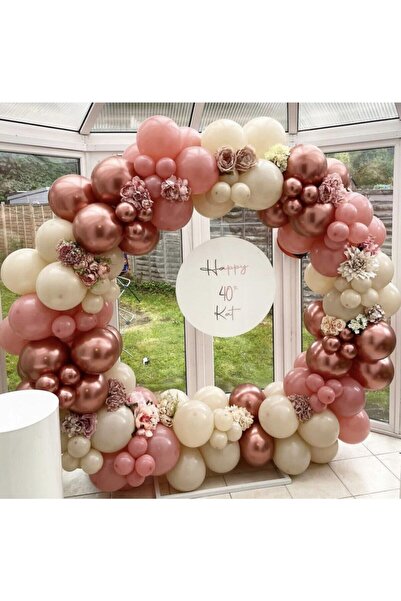 eğlencemarketi Krom Pembe Toz Pembe Ve Ten Rengi Balon Zinciri 100 Adet