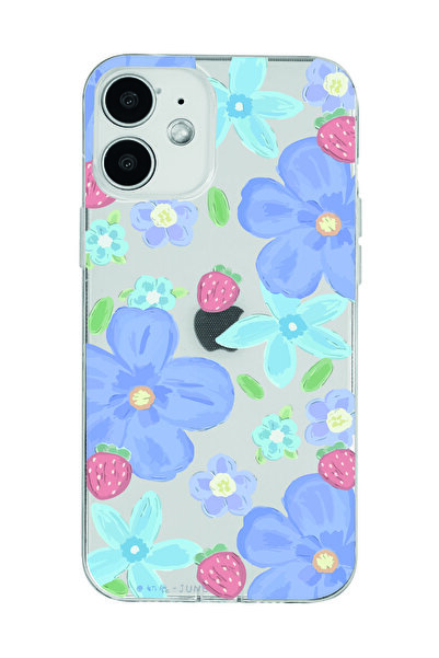 Magic Ring غطاء هاتف شفاف متوافق مع هاتف آيفون 12 متوافق مع نمط الزهور والفراولة