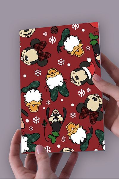 Namgo Mickey Claret Red Collage Crăciun A5 Caiet necăptusit (50 coli) Special de Anul Nou