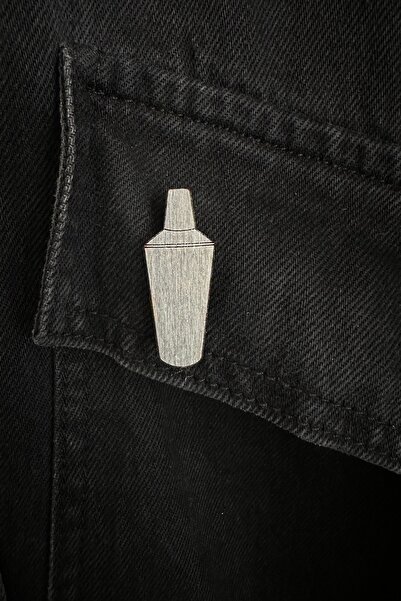 gokmentoy Kokteyl Shaker Ahşap El Boyaması Broş