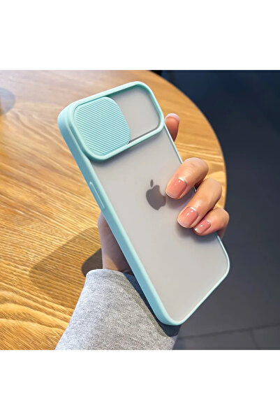 GRABONO Apple iPhone 13 Uyumlu Kılıf Kamera Kapaklı Lens Korumalı Mat Arka Ke...