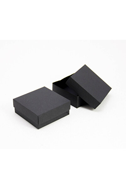 Tasarım Şeker 8 x 8 x 3 cm Kapaklı Siyah Karton Kutu - 25 Adet