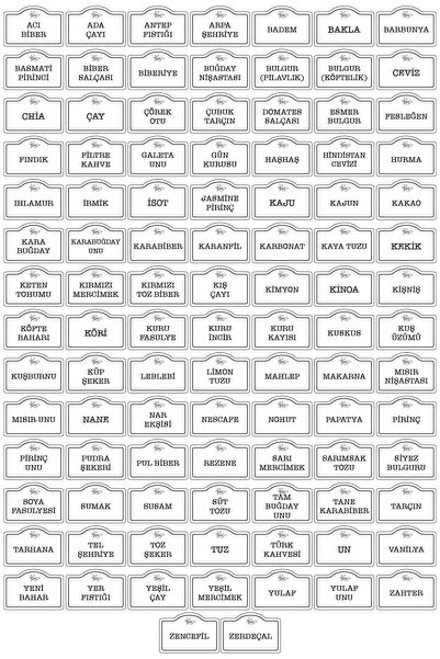 NeoPrint 100 Adet Şeffaf Baharatlık Bakliyat Kuruyemiş Erzak Kavanoz Düzenleyici Etiket Yırtılmaz Sticker Set