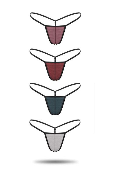 Allure Secrets Set de 4 chiloți colorați cu șnur pentru femei