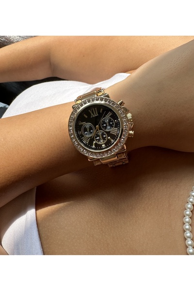 İSTLİV Gold Color Black Dial Women's Wristwatch
