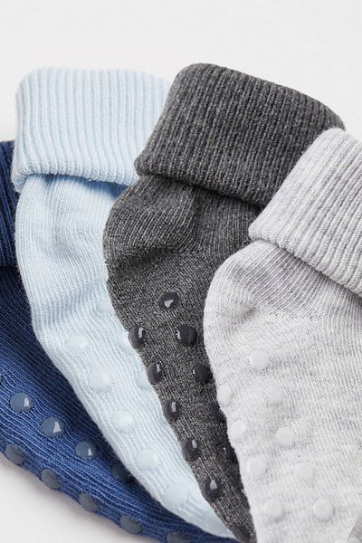 MEM SOCKS Опаковка от 12 органични памучни противоплъзгащи чорапи за бебе/дета